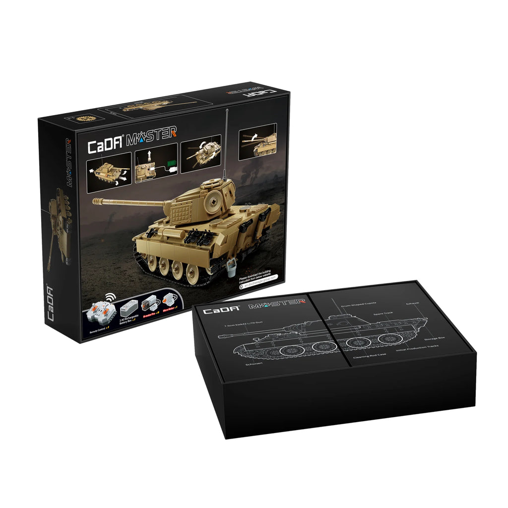 CaDA 1/35 RC Panther Tank RC Brick Construction Kit 907 Piece C61073W Ages 14+