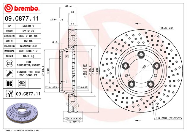 Brembo Painted Brake Disc, 09.C877.11