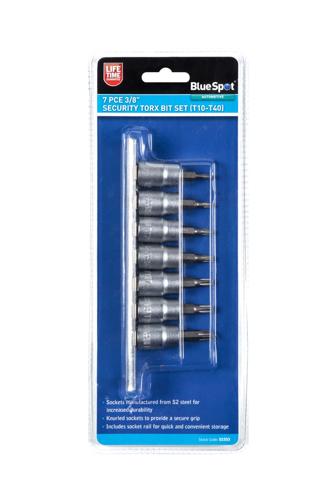 Blue Spot Tools 7pc Security Torx Bit Set T10-T40 - 01553