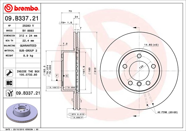 Brembo Painted Brake Disc, 09.B337.21
