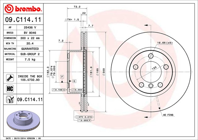 Brembo Painted Brake Disc, 09.C114.11