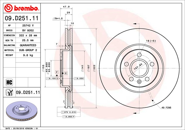 Brembo Painted Brake Disc, 09.D251.11