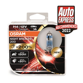 Osram H4 Night Breaker Headlight Bulbs +200 More Brightness Twin Pack
