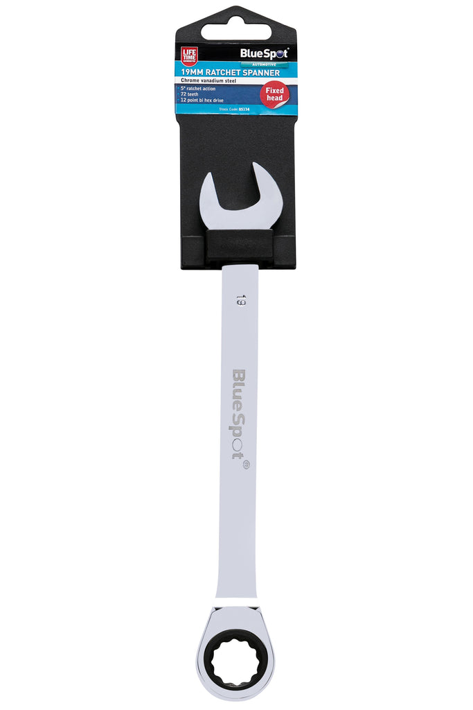 Blue Spot Tools 19mm Ratchet Spanner Fixed Head - 05114