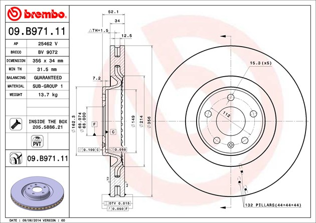 Brembo Painted Brake Disc, 09.B971.11