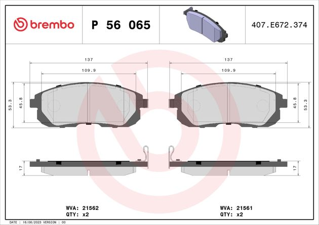 Brembo Brake Pad, P 56 065