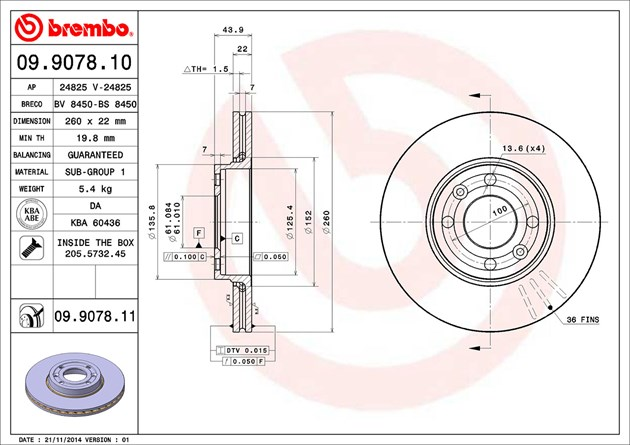 Brembo Painted Brake Disc, 09.9078.11