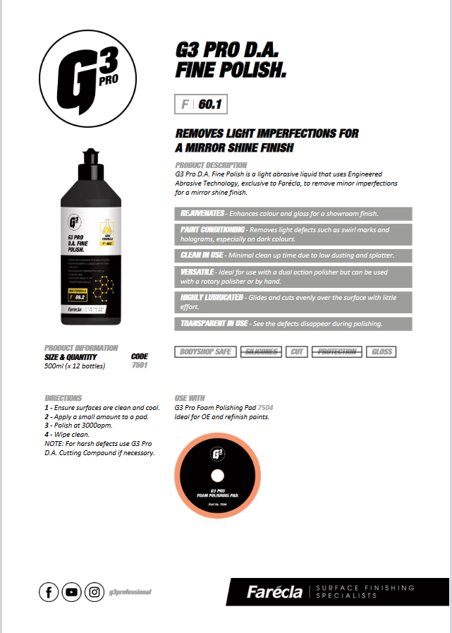 Farecla G3 Pro D.A. Fine Polish 500ml