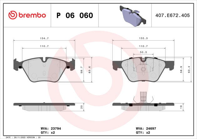 Brembo Brake Pad, P 06 060