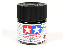 Tamiya XF-1 Flat Black Mini Acrylic Paint - 10ml