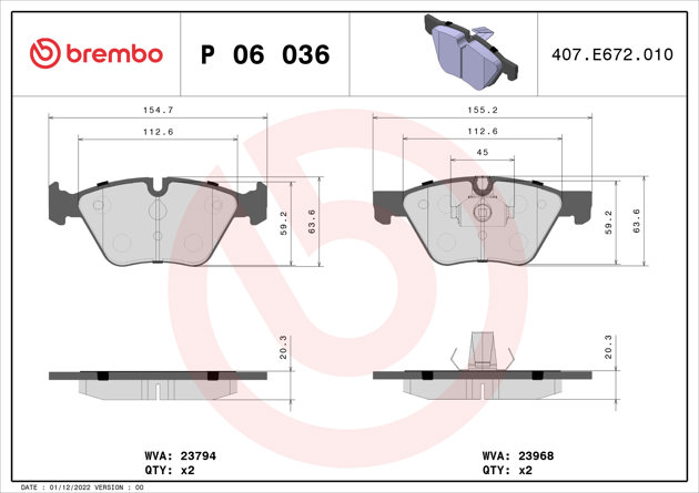 Brembo Brake Pad, P 06 036