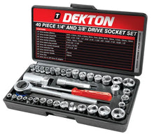 Load image into Gallery viewer, Professional 40pc 1/4" &amp; 3/8" socket driver set metric imperial ratchet bolts