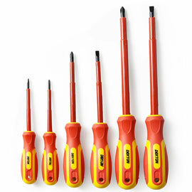 Dekton 6pc Insulated Magnetic Screwdriver Set DIY Anti-slip Electrical Flat Pozi