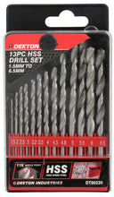 Load image into Gallery viewer, Dekton 13pc HSS Drill Set 1.5mm to 6.5mm High Speed Steel Drill Bits