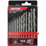 Dekton 13pc HSS Steel Drill Set Metric Wood Plastic 2mm-8mm