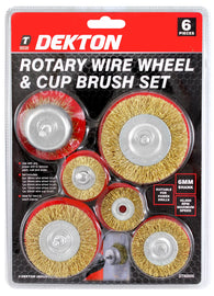 Dekton 6pc Rotary Brass Coated Steel Wire Brush Set