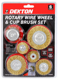 Dekton 6pc Rotary Brass Coated Steel Wire Brush Set