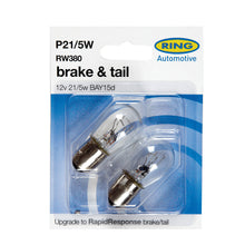 Load image into Gallery viewer, 2 x Ring RW380 P21/5W Brake Stop &amp; Tail Light Car Bulbs 12v 21/5w