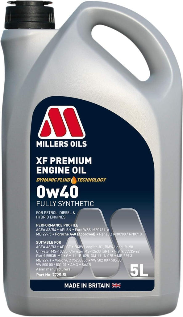 Millers XF Premium 0W-40 Fully Synthetic Engine Oil 5L