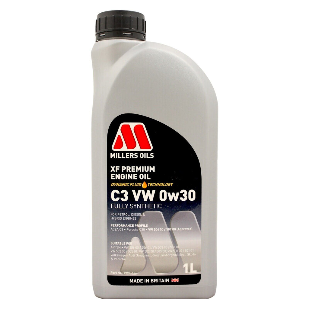 Millers Oils XF Premium C3 VW 0W-30 Fully Synthetic Engine Oil 1L