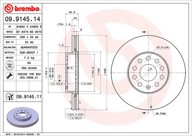 Brembo Painted Brake Disc, 09.9145.11