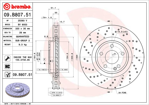 Brembo Brake Pad, 09.B807.51