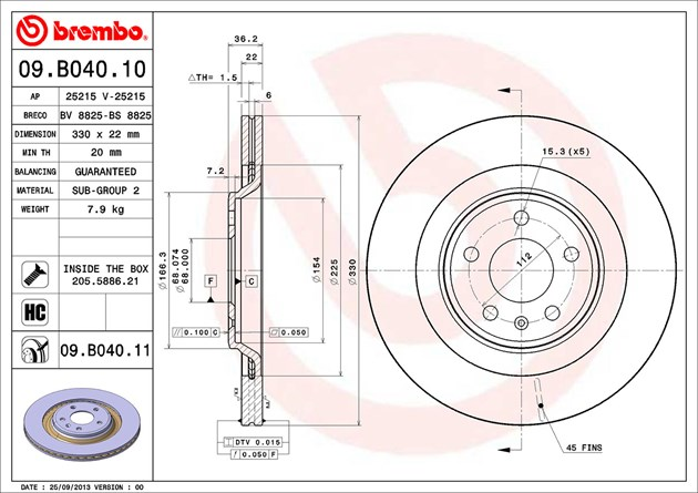 Brembo Painted Brake Disc, 09.B040.11