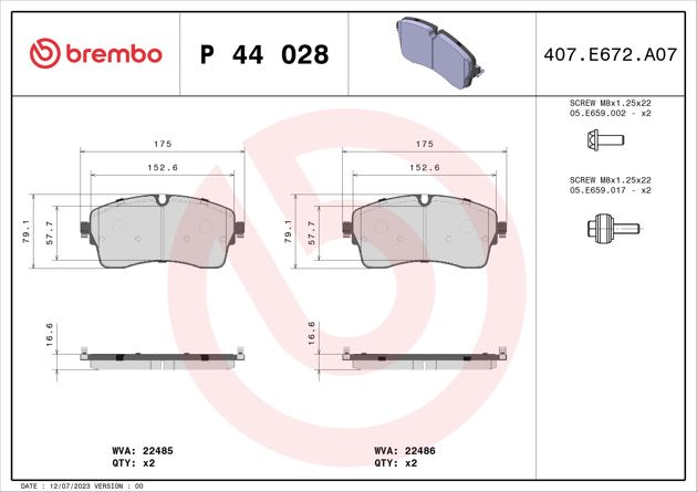 Brembo Brake Pad, P 44 028