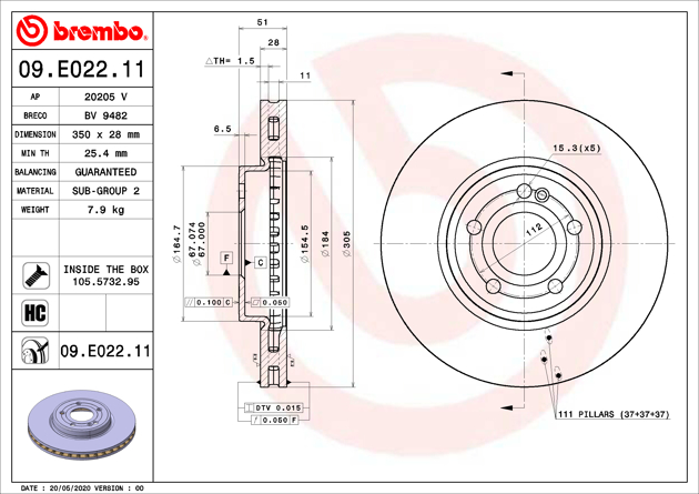 Brembo Painted Brake Disc, 09.E022.11