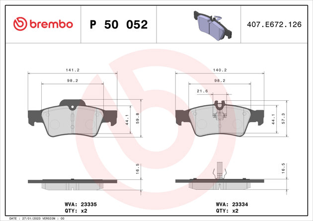 Brembo Brake Pad, P 50 052