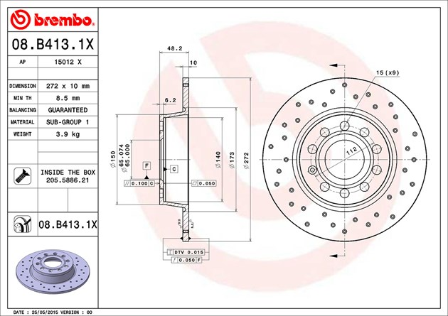 Brembo Brake Disc Xtra, 08.B413.1X