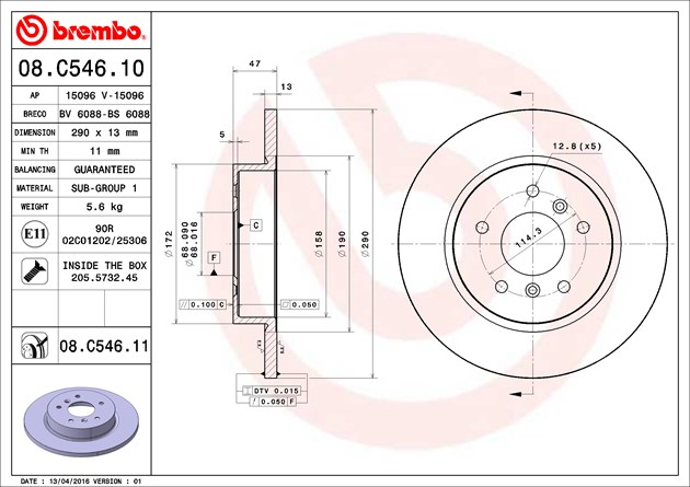 Brembo Painted Brake Disc, 08.C546.11