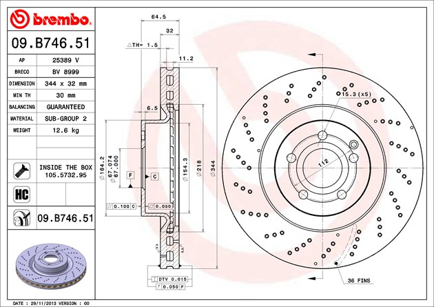 Brembo Painted Brake Disc, 09.B746.51
