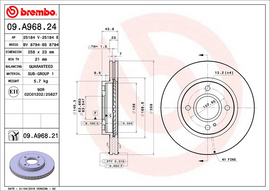 Brembo Painted Brake Disc, 09.A968.21