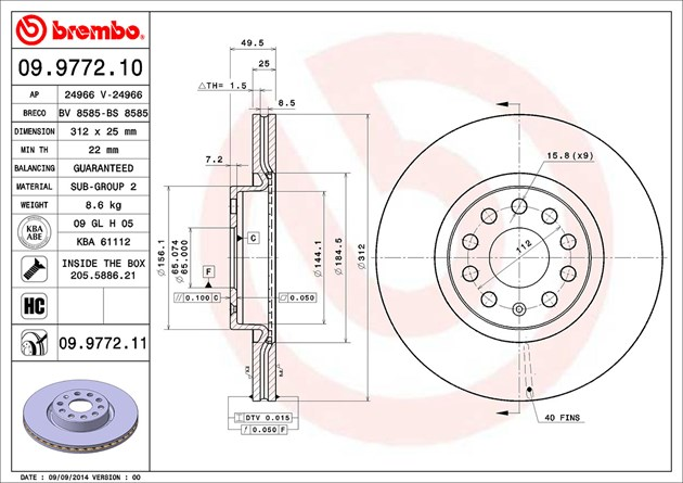 Brembo Brake Disc, 09.9772.11