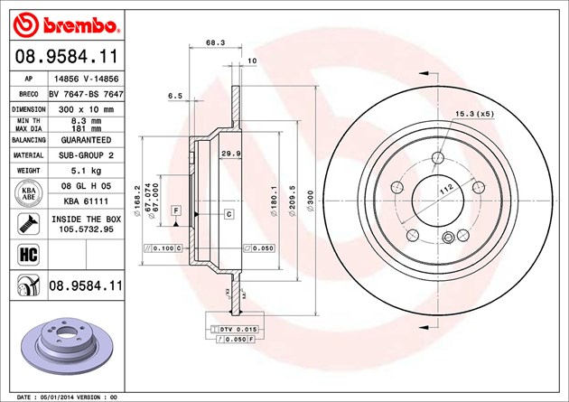 Brembo Painted Brake Disc, 08.9585.11