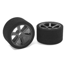 Load image into Gallery viewer, CORALLY ATTACK FOAM TYRES 1/12 CIRCUIT 30 SHORE PINK FRONT CARBON RIMS 2PCS