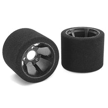 Load image into Gallery viewer, CORALLY ATTACK FOAM TYRES 1/12 CIRCUIT 32 SHORE MAGENTA REAR CARBON RIMS 2PCS