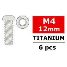 Load image into Gallery viewer, CORALLY TITANIUM SCREWS M4 X 12MM HEX BUTTON HEAD 6 PCS