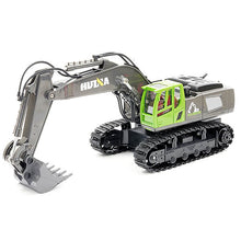 Load image into Gallery viewer, HUINA 2.4G 11CH RC EXCAVATOR GREEN w/DIE CAST BUCKET