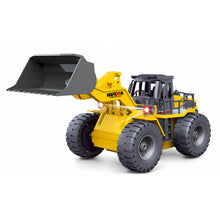 Load image into Gallery viewer, HUINA 1/18TH 2.4G 9 CHANNEL WHEELED LOADER TRUCK WITH DIE CAST BUCKET