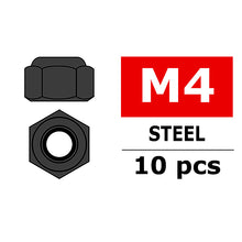 Load image into Gallery viewer, CORALLY STEEL NYLSTOP NUT M4 BLACK COATED 10 PCS