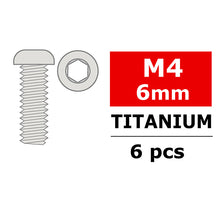Load image into Gallery viewer, CORALLY TITANIUM SCREWS M4 X 6MM HEX BUTTON HEAD 6 PCS