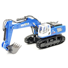 Load image into Gallery viewer, HUINA 2.4G 11CH RC EXCAVATOR BLUE w/DIE CAST BUCKET
