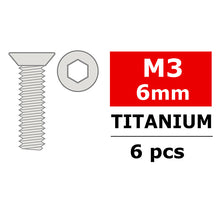 Load image into Gallery viewer, CORALLY TITANIUM SCREWS M3 X 6MM HEX FLAT HEAD 6 PCS