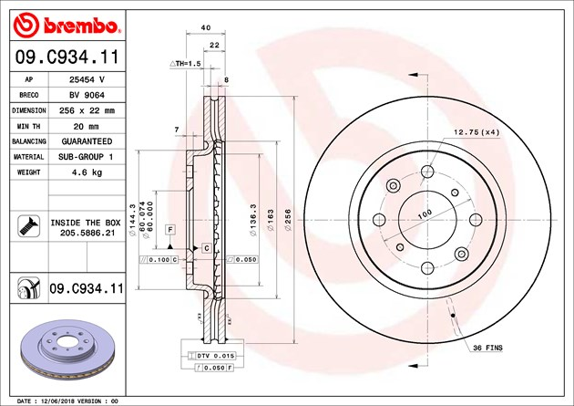 Brembo Painted Brake Disc, 09.C934.11