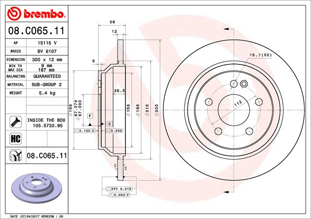 Brembo Painted Brake Disc, 08.C065.11