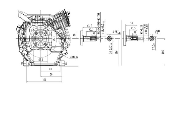Hyundai 212cc 7hp 20mm Horizontal Straight Shaft Petrol Replacement Engine, 4-Stroke, OHV