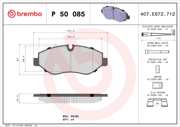 Brembo Brake Pad, P 50 085