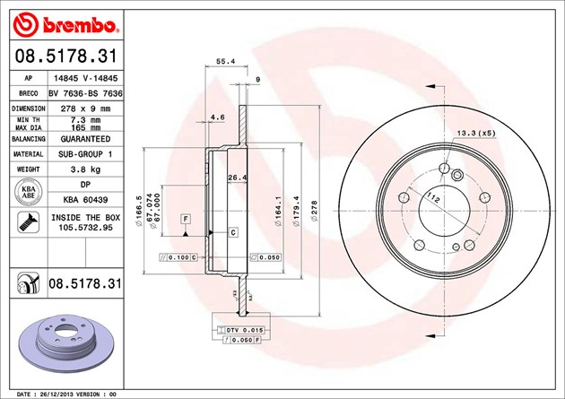 Brembo Painted Brake Disc, 08.5178.31